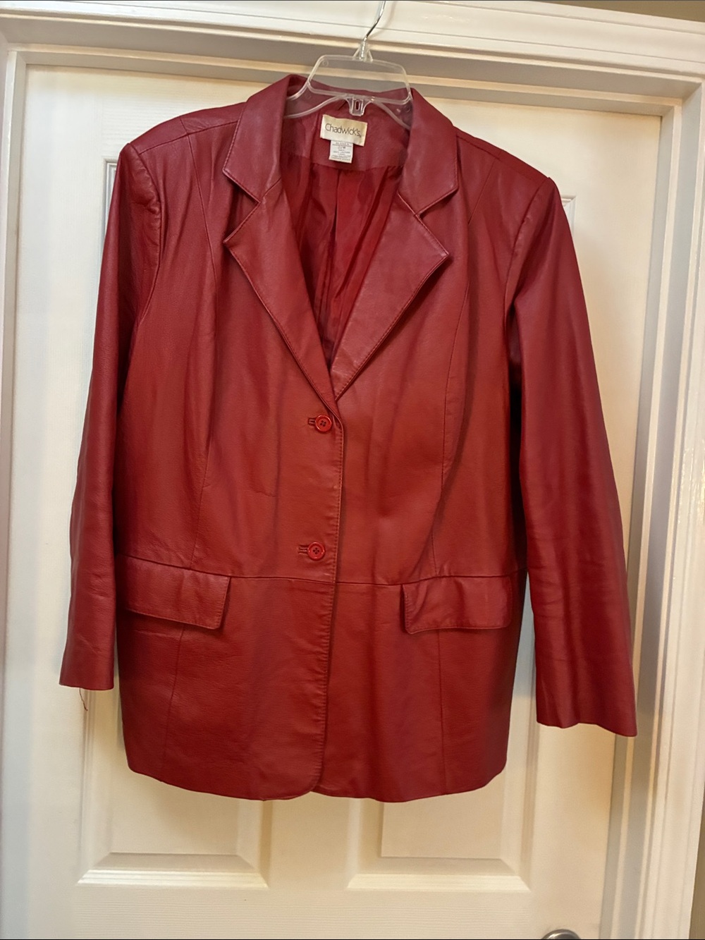 Chadwicks Red Leather Blazer Jacket 22W